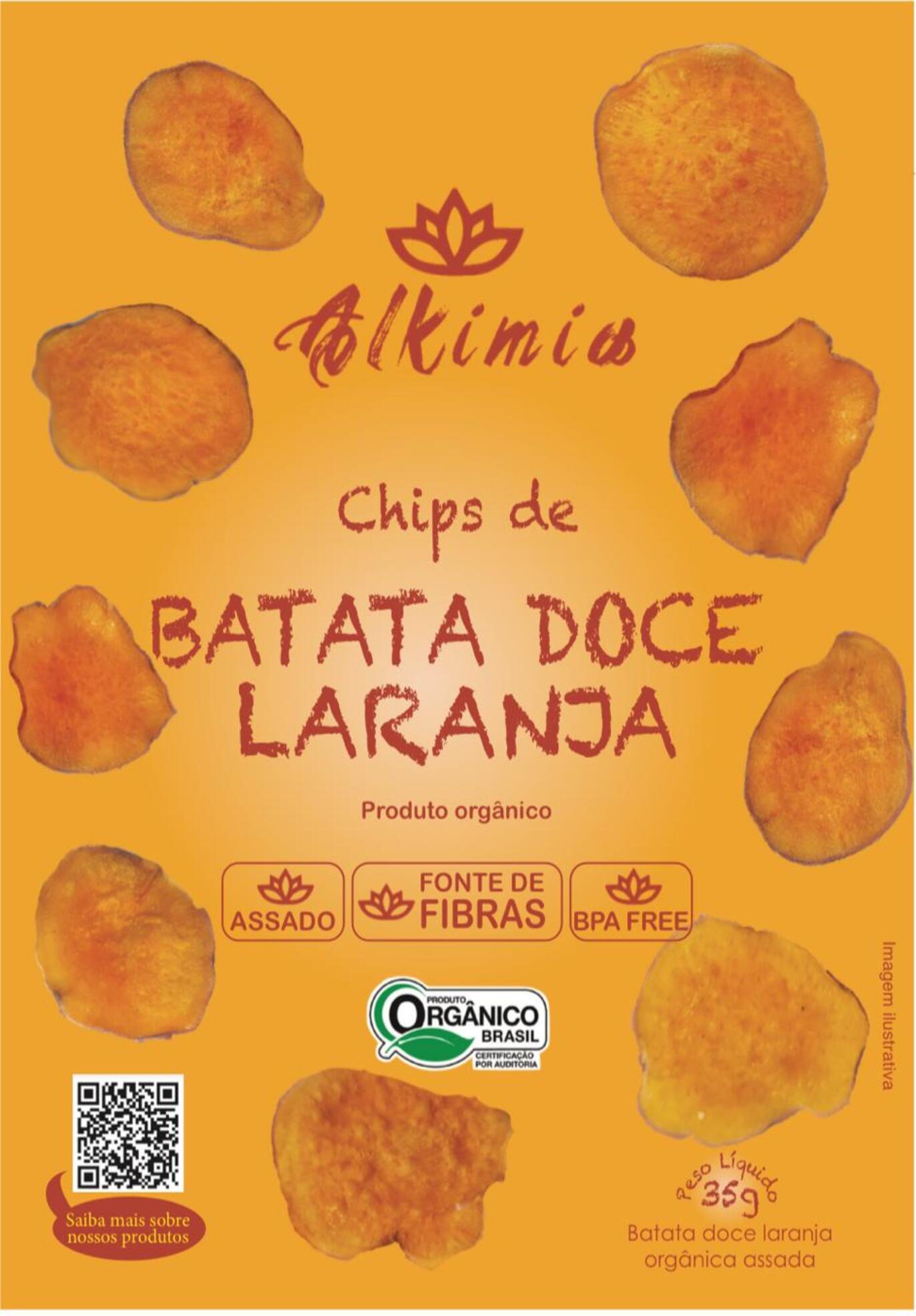 Chips de Batata Doce Laranja - 35g - Orgânico - Assado - Alkimia