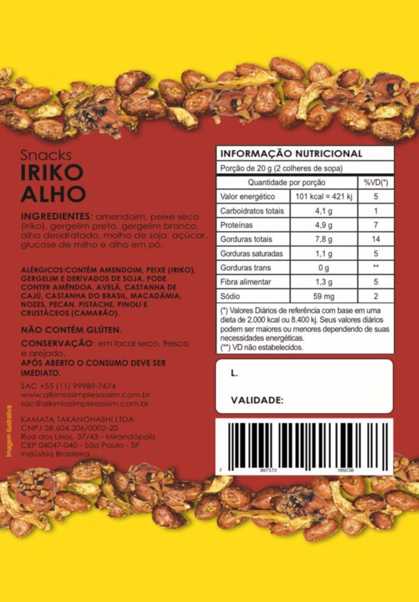 Snack Iriko (Anchovinha) Com Alho - 100g - Assado - Alkimia - Image 2