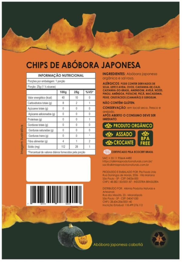 Chips de Abóbora Japonesa - 25g - Orgânico - Assado - Alkimia - Image 2