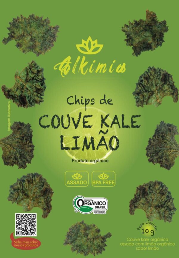 Chips de Couve Kale Com Limão - 10g - Orgânico - Assado - Alkimia