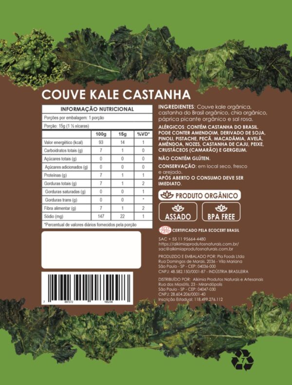 Chips de Couve Kale Com Castanha do Brasil - 15g - Orgânico - Assado - Alkimia - Image 2