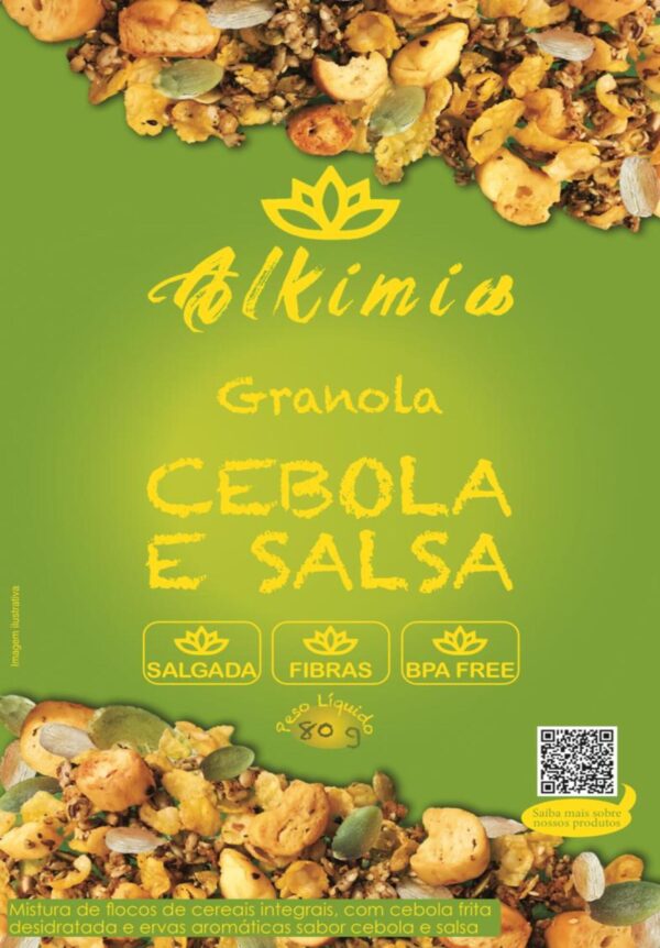 Granola Com Melado de Cana e Cebola e Salsa - 80g - Assado - Alkimia