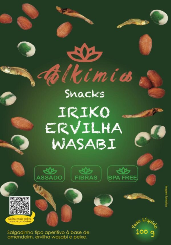 Snack Iriko (Anchovinha) Com Ervilha e Wasabi (Raiz Forte) - 100g - Assado - Alkimia