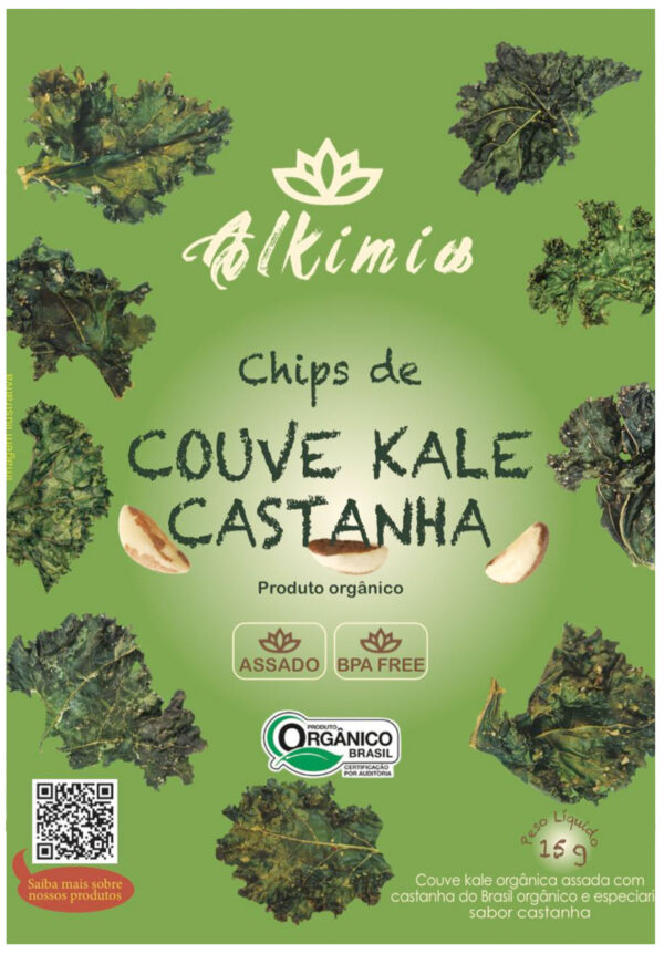 Chips de Couve Kale Com Castanha do Brasil - 15g - Orgânico - Assado - Alkimia