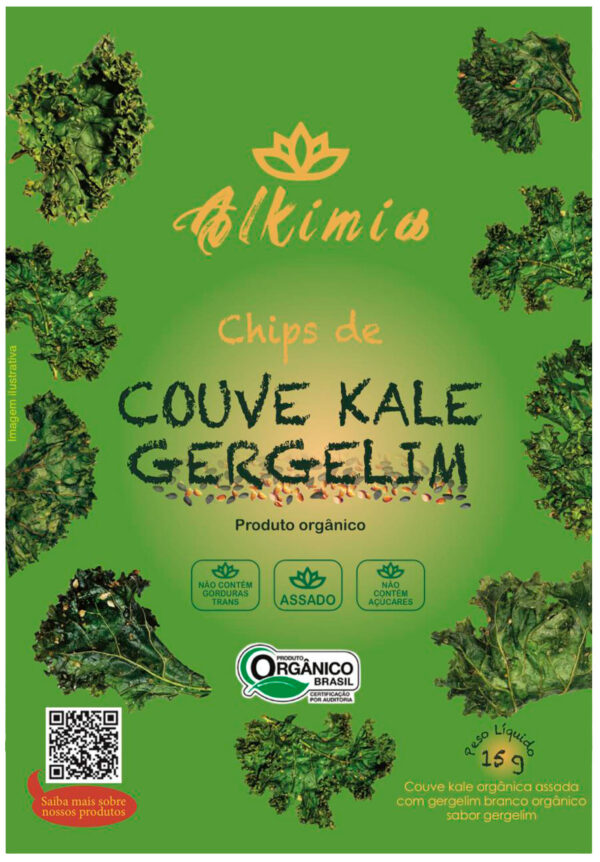 Chips de Couve Kale Com Gergelim - 15g - Orgânico - Assado - Alkimia