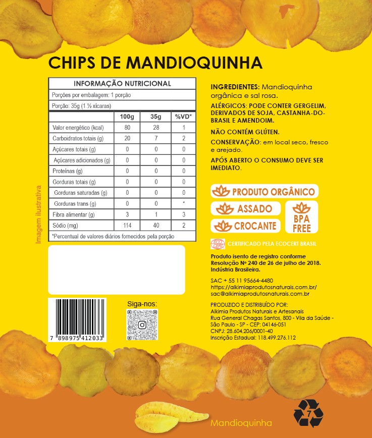 Chips de Mandioquinha - 35g - Orgânico - Assado - Alkimia - Imagem 2